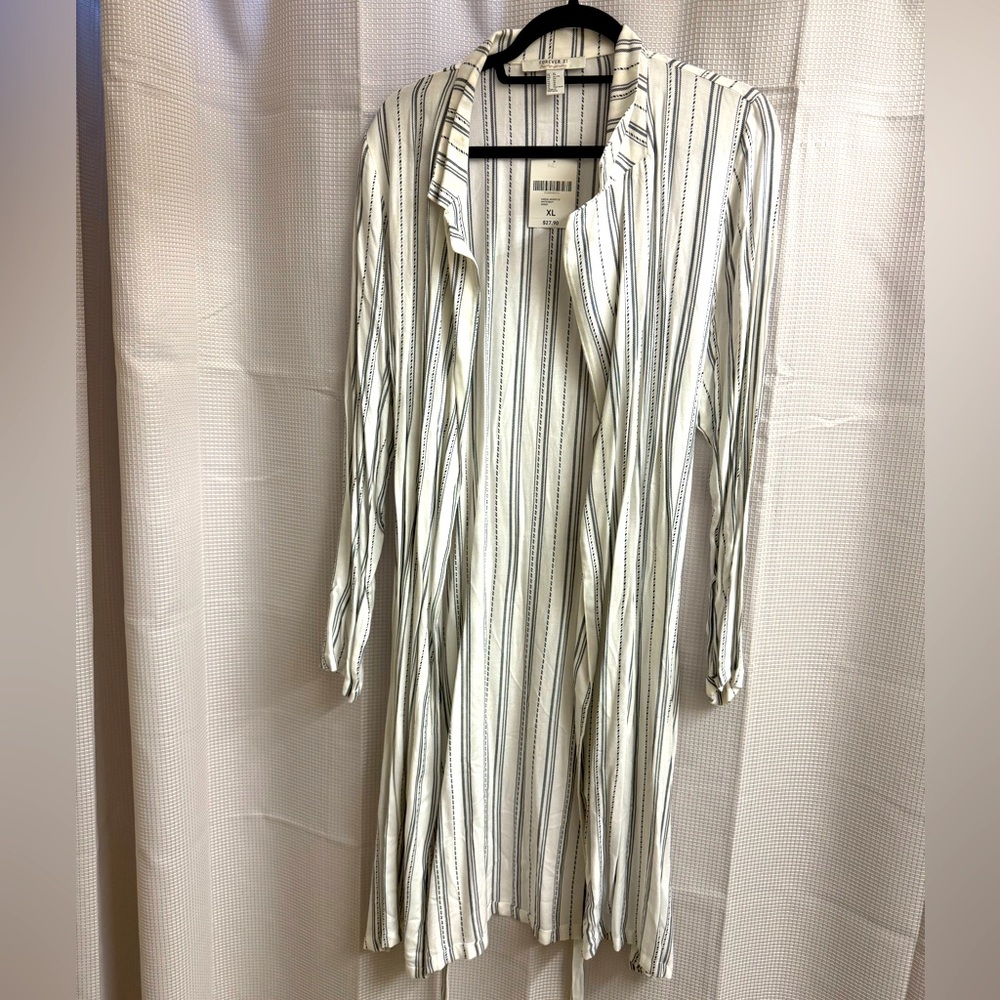 Forever 21 Navy and White Striped Duster